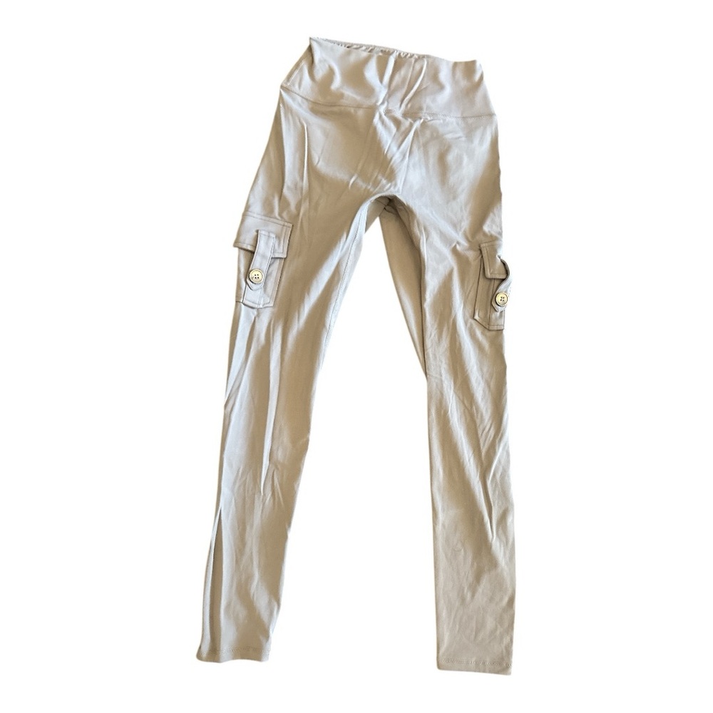 Blanc Noir Gray Cargo Leggings with Slim Fit